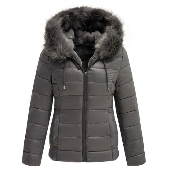 Double Sided Faux Fur Puffer Jacket Hooded-Fur - Picture 2 of 9